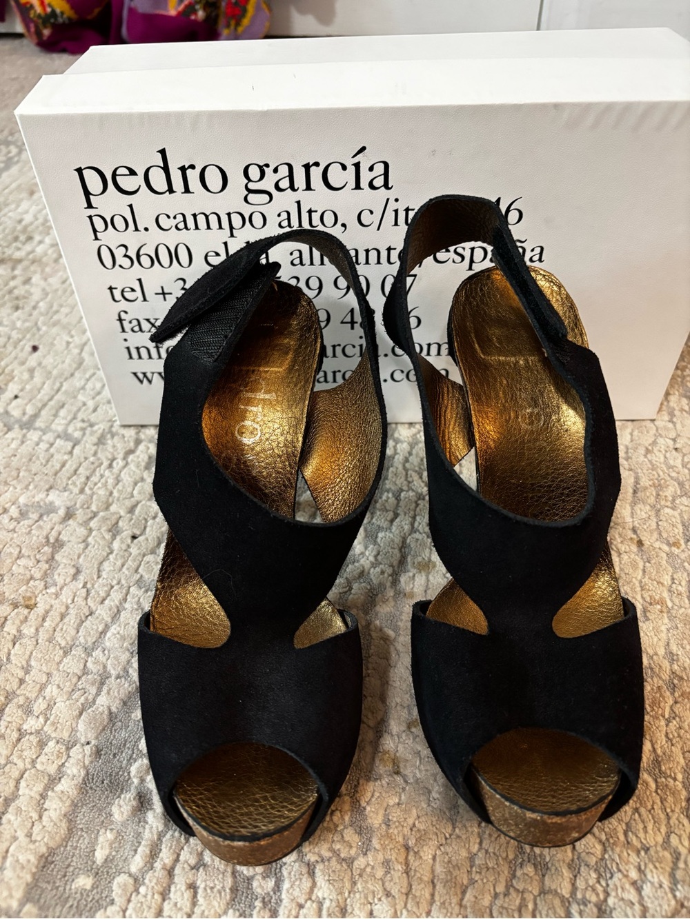 Pedro Garcia Black Suede Open-Toe Slingback Heels women’s size 37